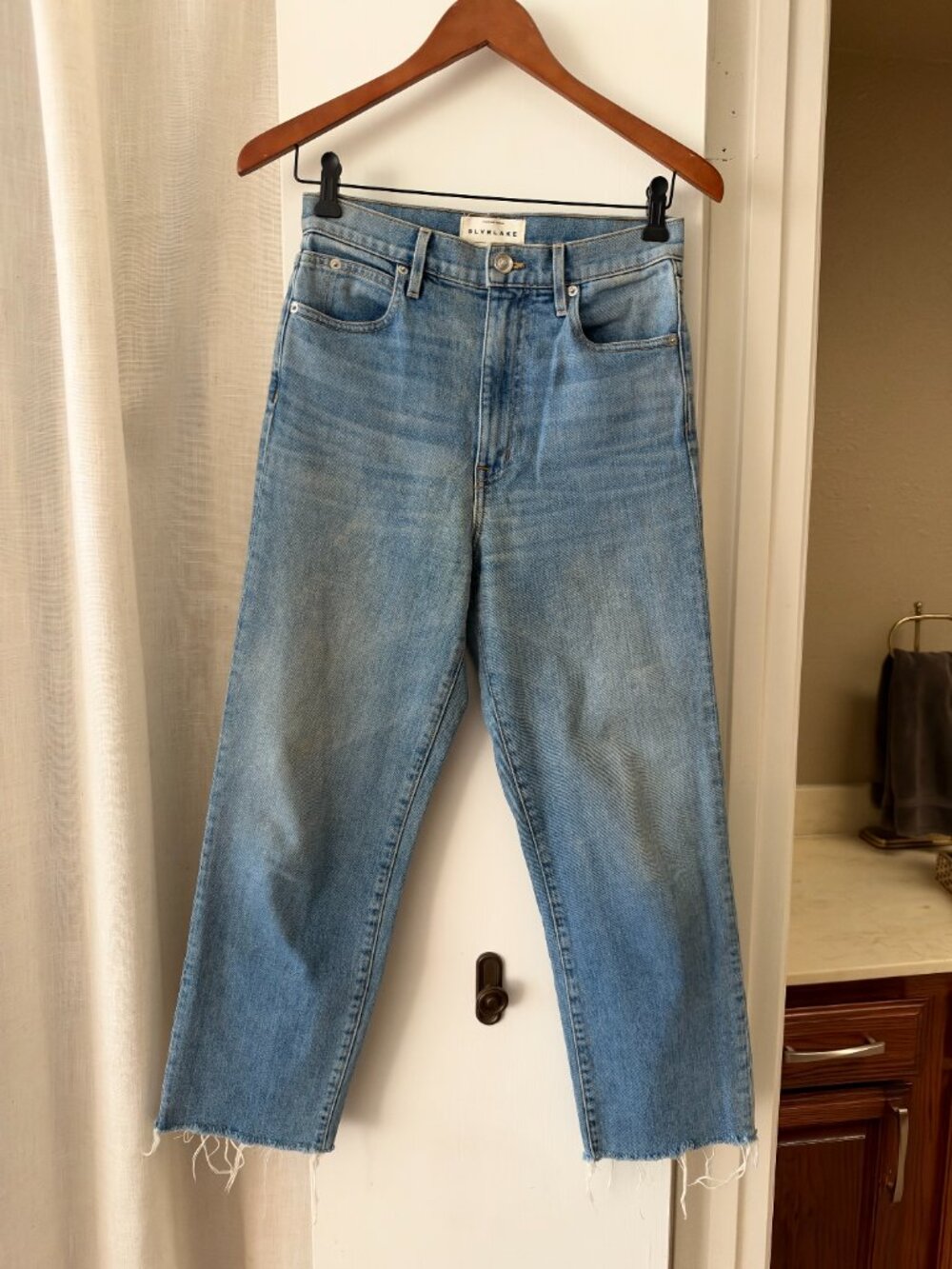 SLVRLAKE Light-Wash Raw-Hem Jeans — Size 27